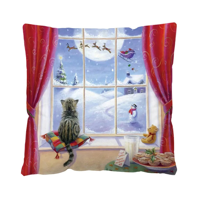 Christmas Glam Santa Claus Snowman short plush Pillow Cases Couch & Sofa Decor