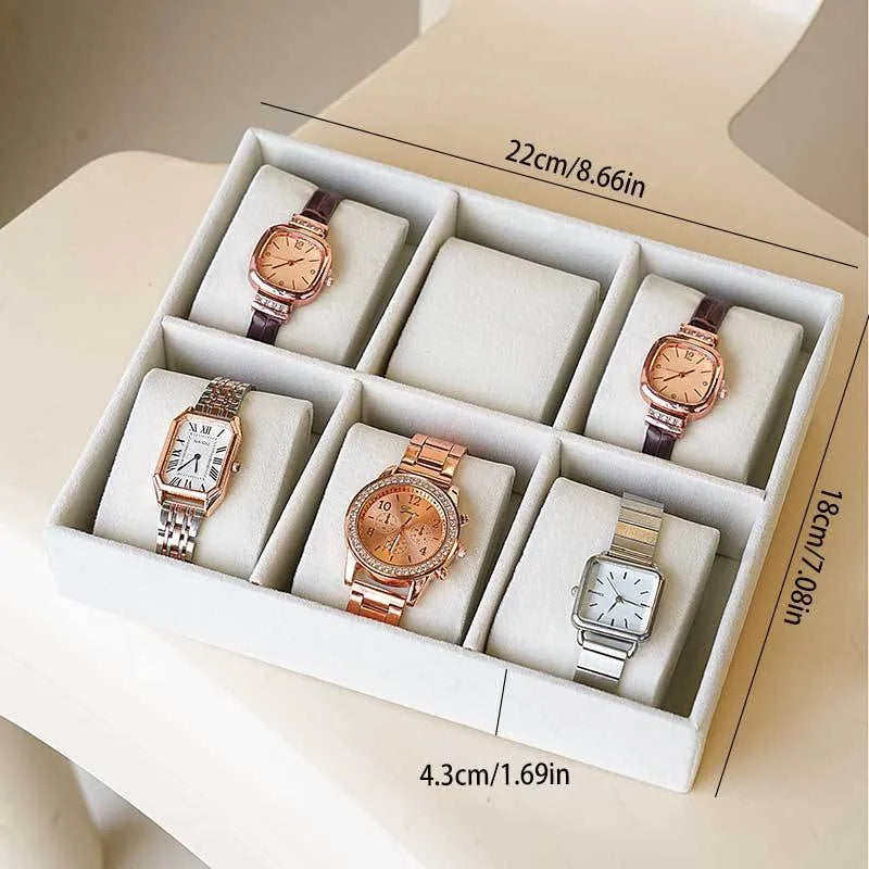 Universal Watch Box Velvet Cushion Watch Pillow Jewelry Case Strap Watch Storage Organizer Simple Style Plaid Pattern