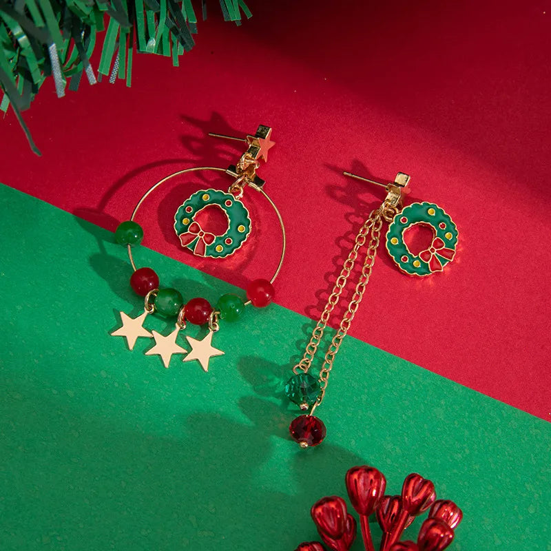 Christmas Bell Beads Colorful Minimalist Design Sensation Earrings Geometric Pattern Alloy Christmas Style For Women