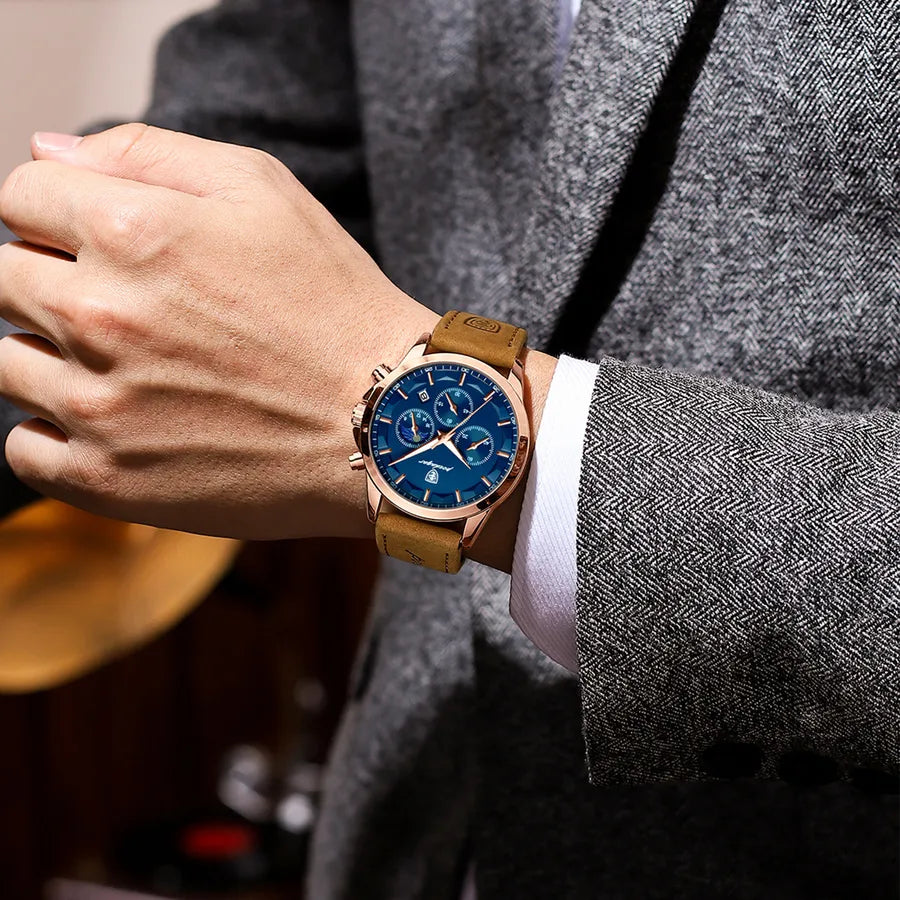 casual round buckle quartz men's watches