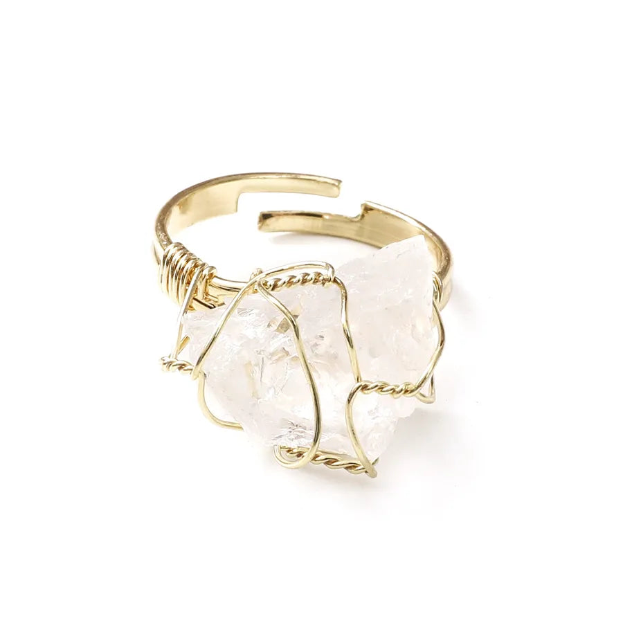 fashion irregular natural stone copper plating rings 1 piece