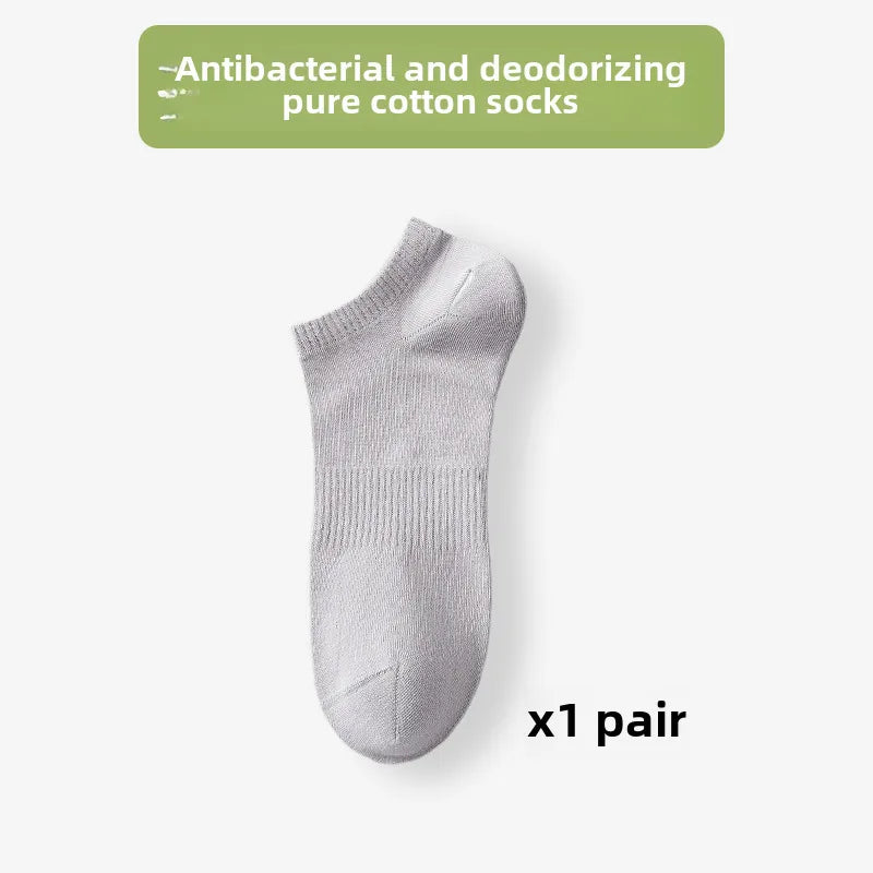 Pure cotton men's socks summer sweat-absorbent deodorant tube socks 7A antibacterial breathable thin white socks men's summer