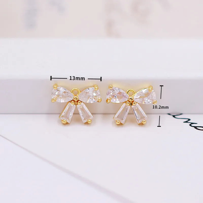 1 Piece Copper Zircon Flower Bow Knot Pendant