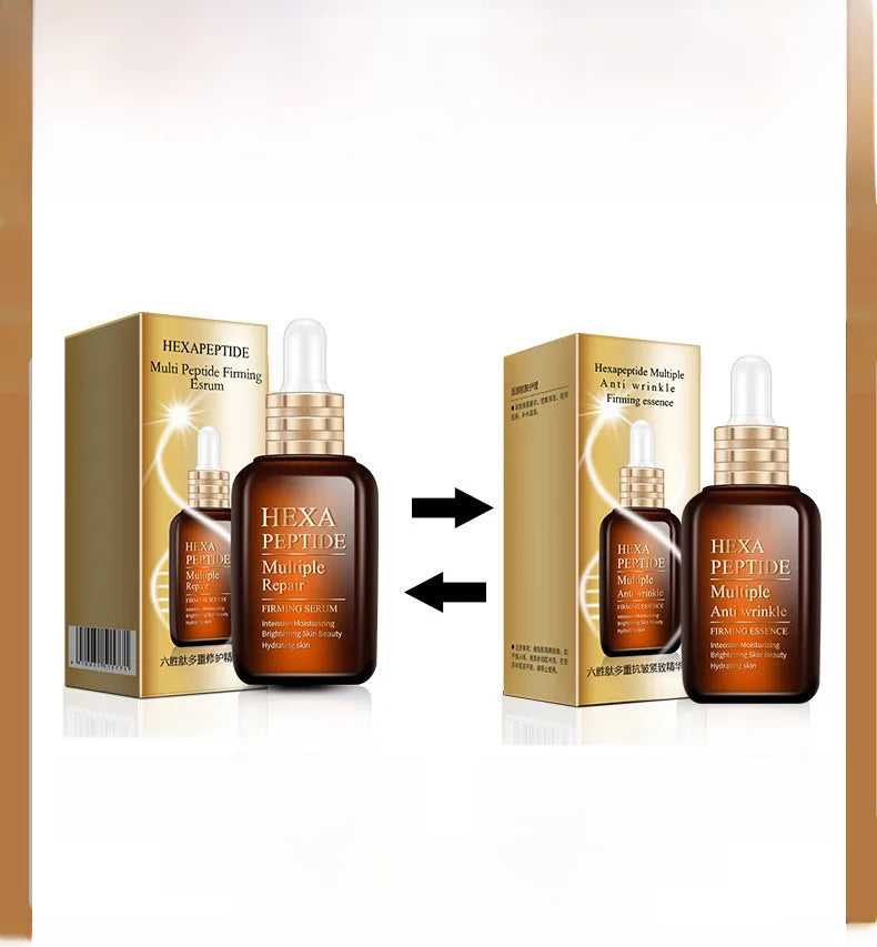 Facial six peptide anti-wrinkle liquid moisturizing skin care firming small brown bottle  cosmetics spot wholesale