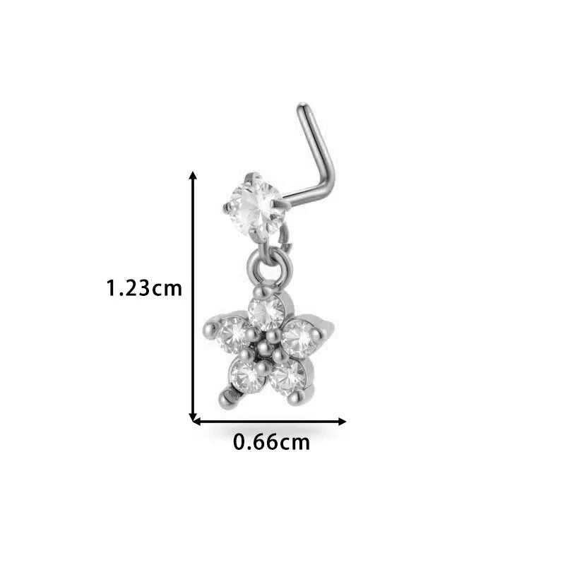 1 Piece Nose Rings & Studs Simple Style Classic Style Flower Copper Flowers Zircon Nose Rings & Studs