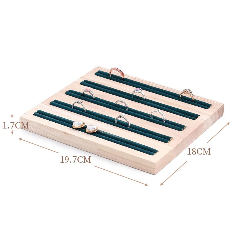 Elegant Wooden Jewelry Display Stand Ring Holder Multi-Functional Luxury Style Square Insert Plate Jewelry Accessory Showcase