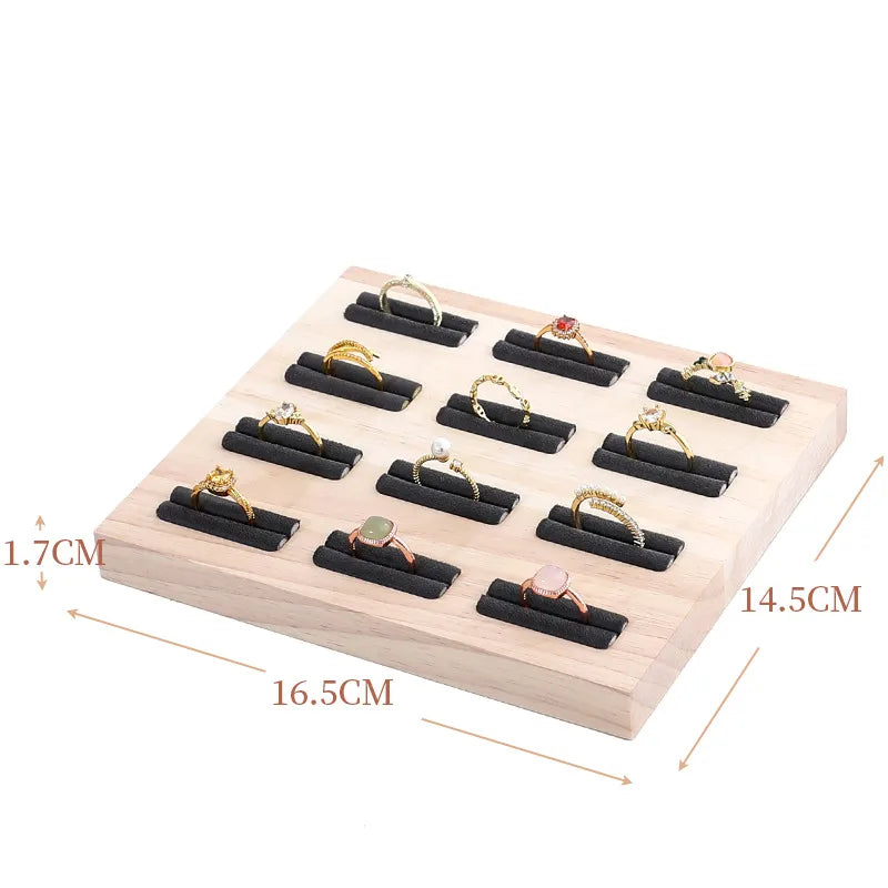 Elegant Wooden Jewelry Display Stand Ring Holder Multi-Functional Luxury Style Square Insert Plate Jewelry Accessory Showcase