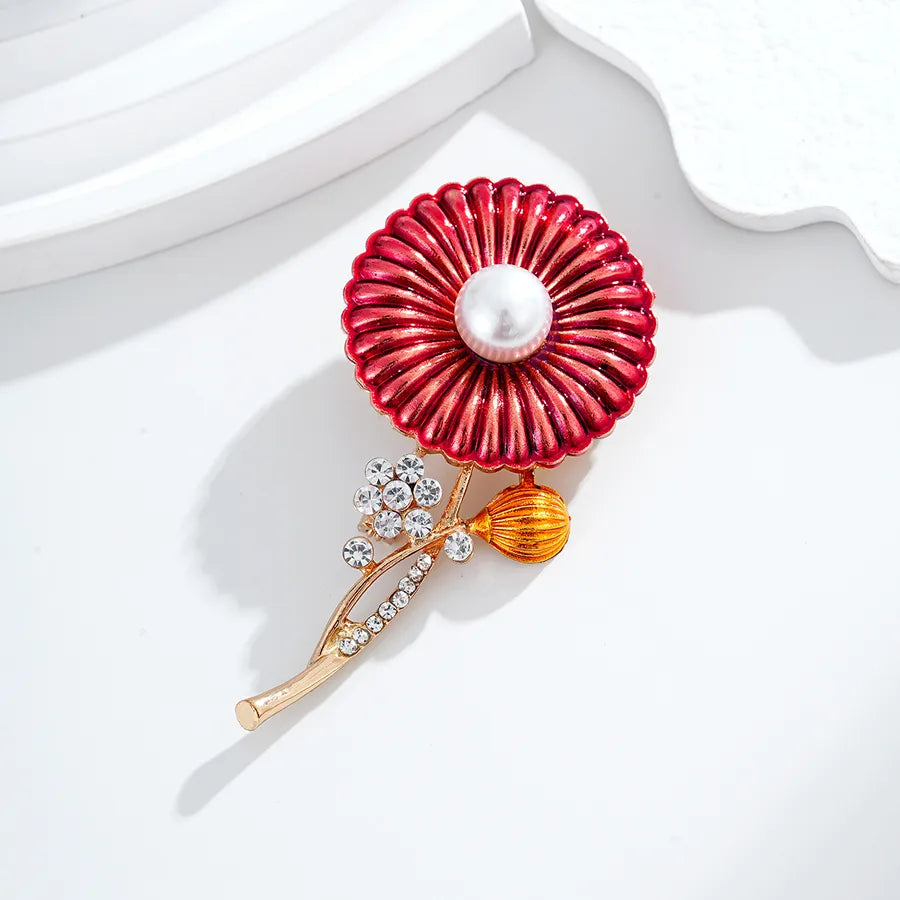 Fashionable Vintage Pearl Glazed Basket Brooch Pin Trendy Bouquet Brooch Pins Alloy Jewelry Accessory For Men And Women