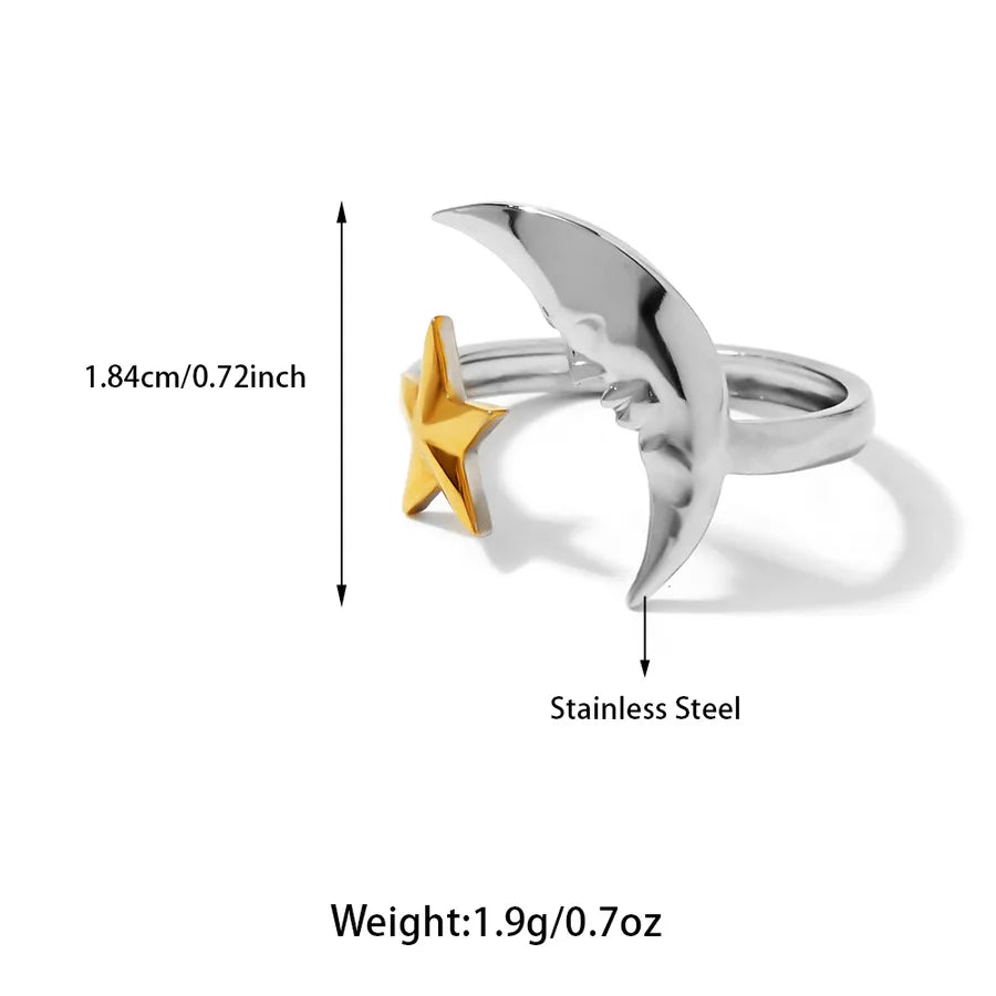 Wholesale Jewelry Casual Starfish Heart Shape Flower 304 Stainless Steel Open Rings