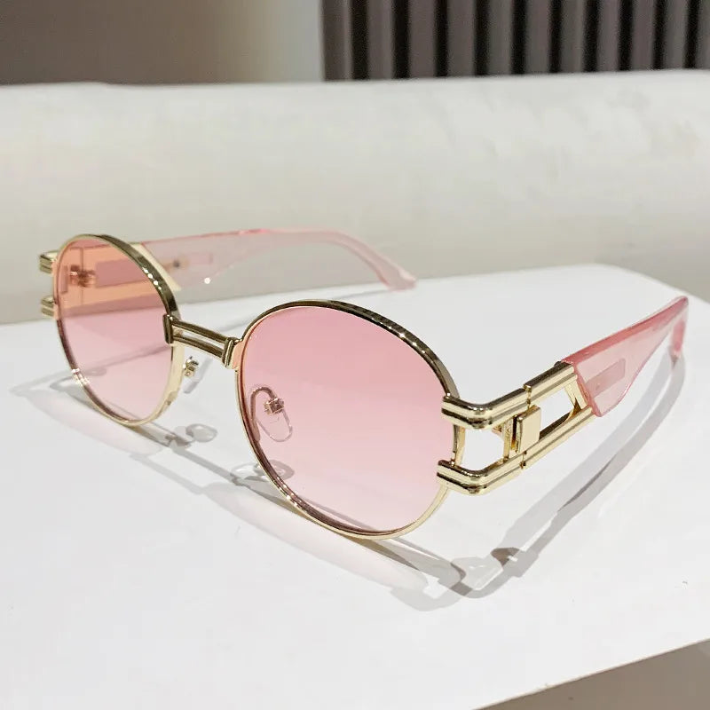 Elegant Basic Solid Color Ac Oval Frame Full Frame Women's Sunglasses