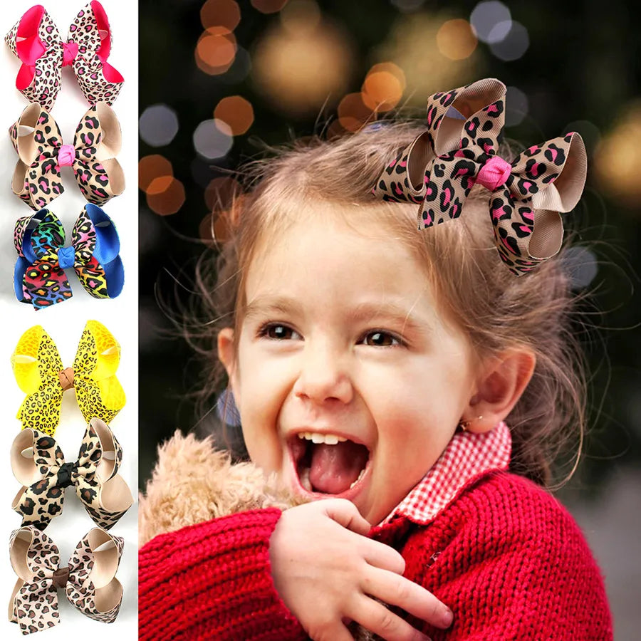 Explosions jojo Color Leopard Bow Hairpin Double Leopard Print Hair Accessories