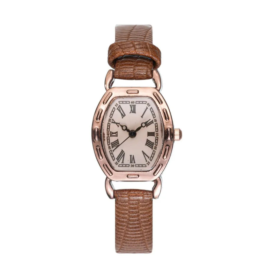Retro Simple Style Solid Color Buckle Quartz Watch Women's Watches