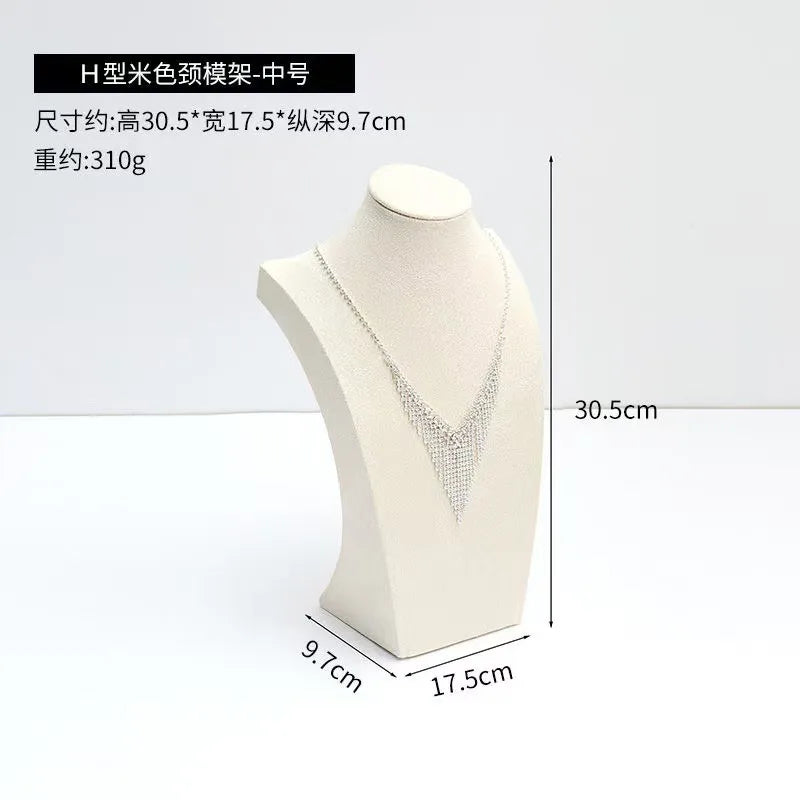 Modern Simplicity Jewelry Necklace Display Stand Counter Display Props Mannequin Pendant Holder Velvet Leather Material
