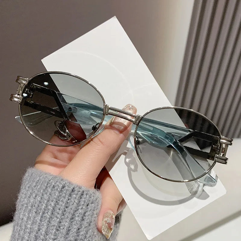 Elegant Basic Solid Color Ac Oval Frame Full Frame Women's Sunglasses