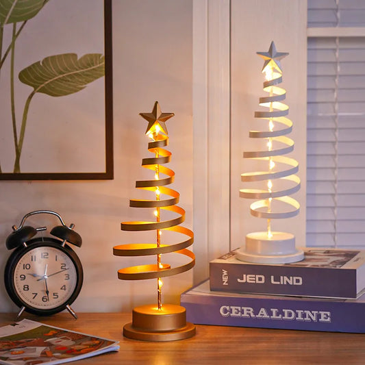 New LED Christmas Tree Decoration Lamp Festival Atmosphere Starlight Room Decorative Night Light Iron Art Ornament Shape Lamp