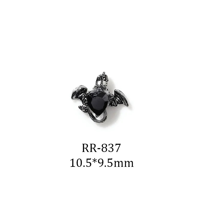 Halloween Dark Series Nail Ornament Three-Dimensional Diamond-Inlaid Cross Love Alloy Nail Accessories Wholesale