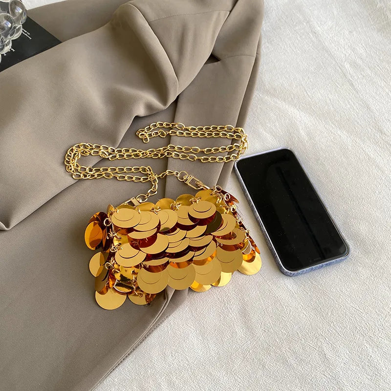 Women's Small PVC Solid Color Streetwear Weave Chain Square Zipper Shoulder Bag