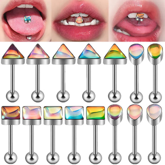 1 Piece Lip Rings Hip-Hop Cool Style Triangle Geometric Water Droplets 304 Stainless Steel Enamel Tongue Rings