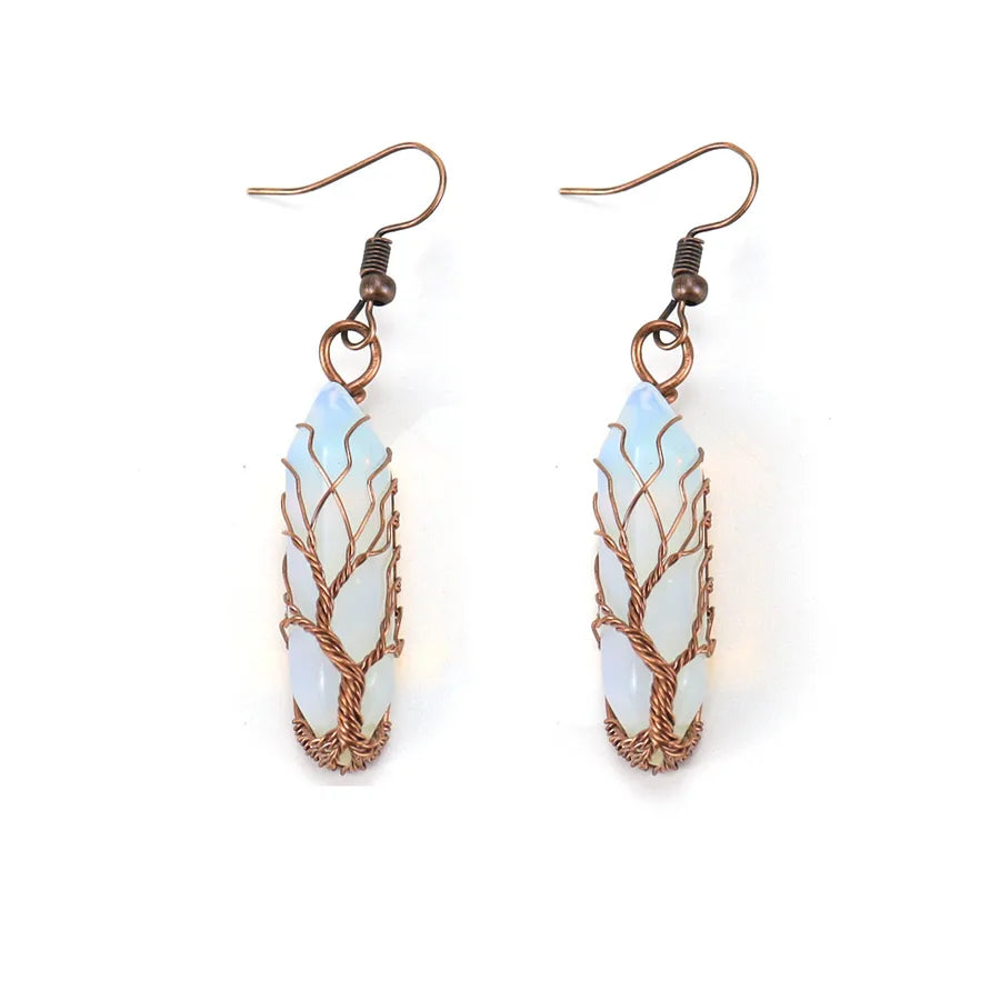 fashion hexagon prism artificial crystal copper plating drop earrings 1 pair
