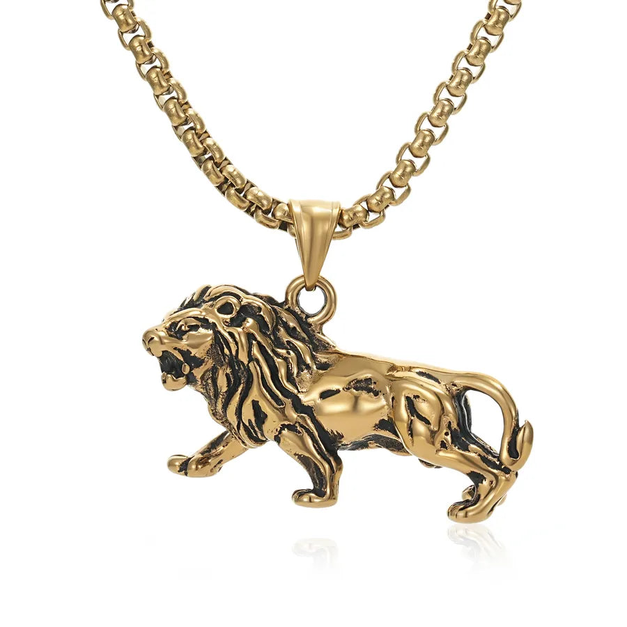 Vintage Style Punk Lion 304 Stainless Steel Men's Pendant Necklace Necklace Pendant Men Pendant Necklaces