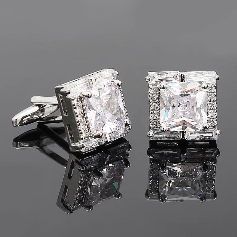 Simple Style Square Alloy Inlay Zircon Unisex Cufflinks 1 Pair