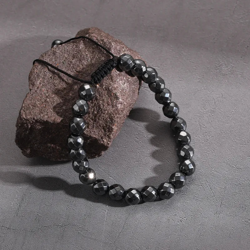 Streetwear Geometric black gallstone Unisex Drawstring Bracelets Men Beaded Bracelets