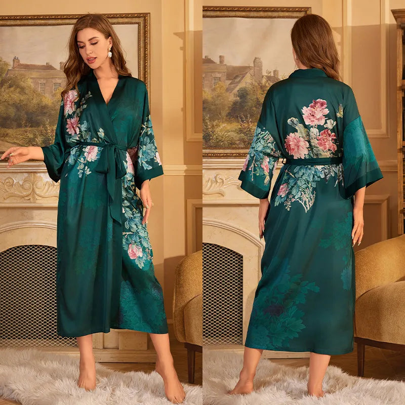 new satin chiffon ice silk light bathrobe multicolors