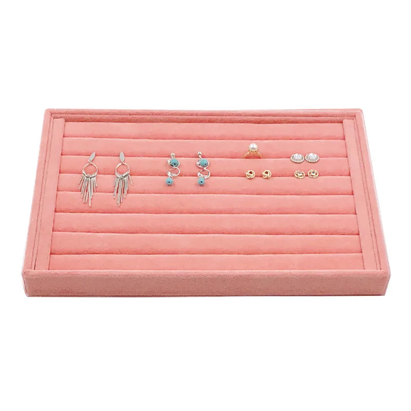 Pink Ice Fleece Jewelry Tray Jewelry Display Rack Earrings Earrings Necklace Bracelet Pendant Storage Box