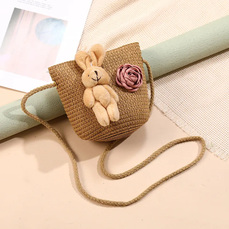 Straw Island Beach Woven Bag Women  New Popular Bag Seaside Straw Bag Cute Kid's Messenger Bag