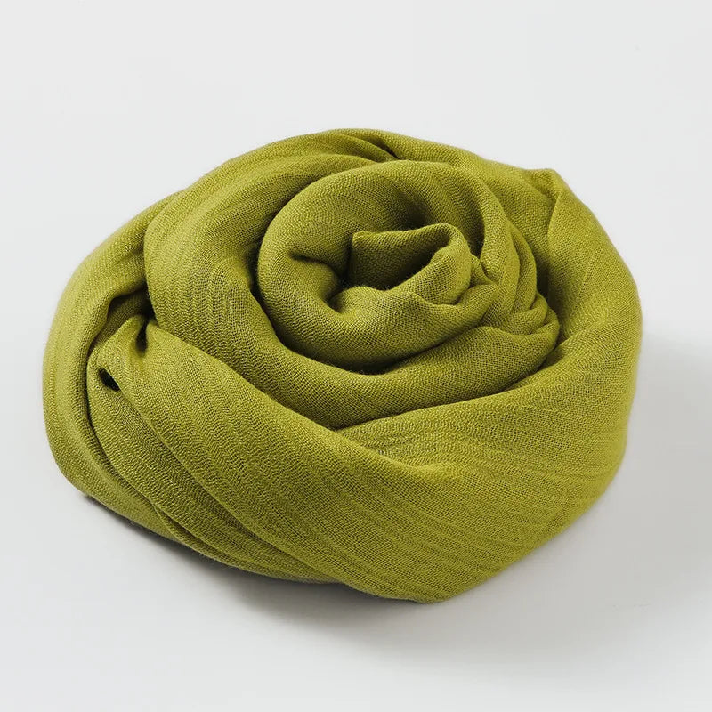 women's elegant solid color cotton silk scarves