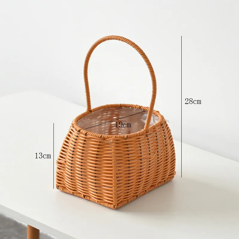 Women's Plastic Iron Solid Color Pastoral Round Square Open Handbag