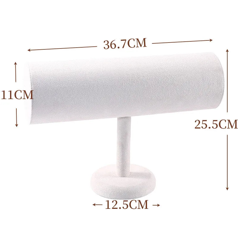 Velvet Jewelry Display Stand Headband Holder Fashion Accessory Showcase Elegant Wooden Cylinder Structure Portable Design