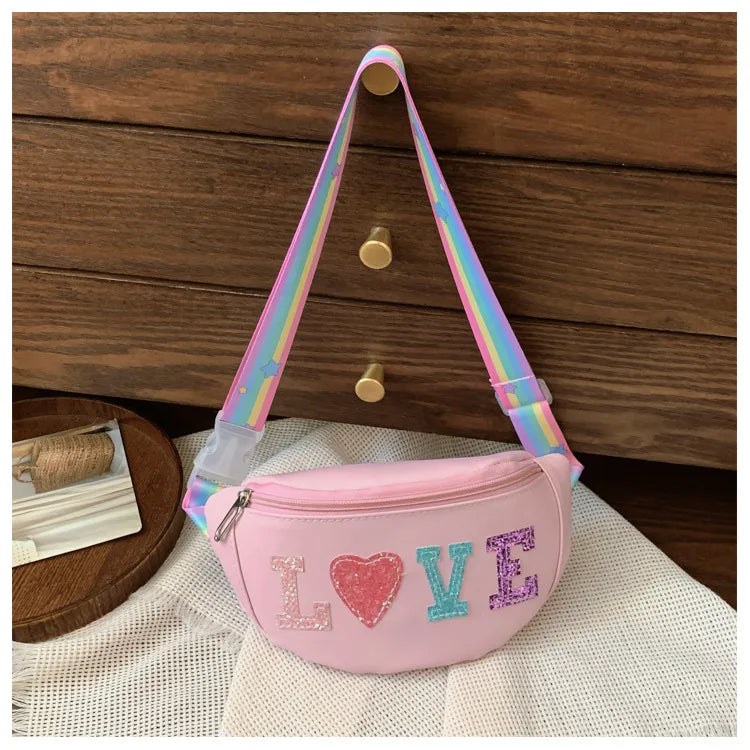 Children's Bag High-value Cute Sequin Baby's Western-style Chest Bag Girls' Colorful Lightweight Crossbody Bag PU Waist Bag