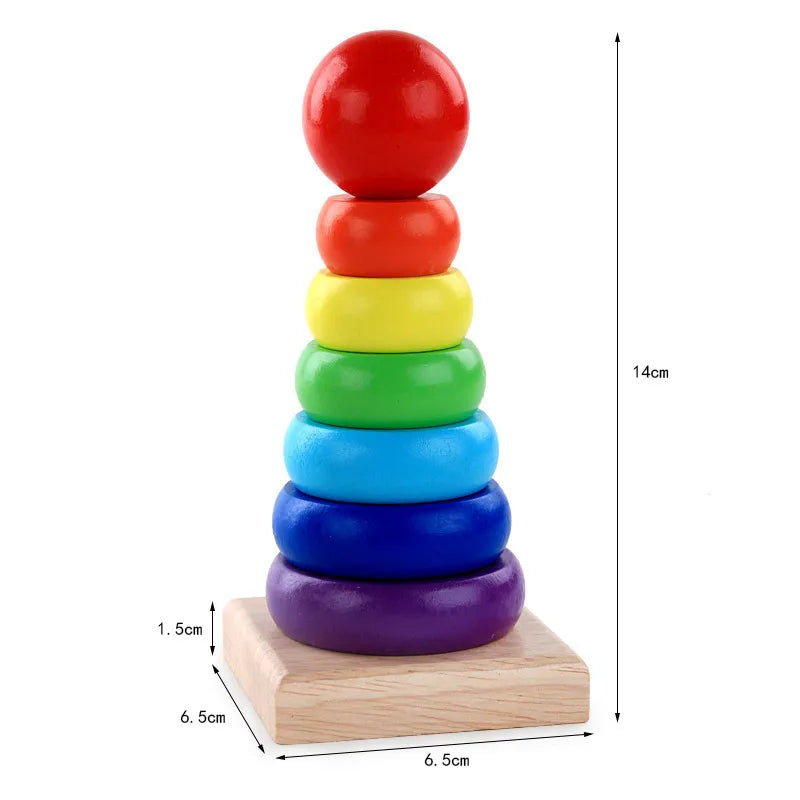 Children's eight-tone harp threading clock rainbow tower four sets of column shape plate twist insect baby educational toys wholesale