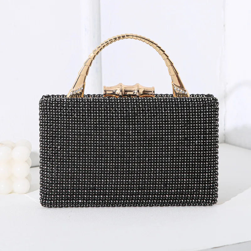 Silver Black Red Pu Leather Solid Color Square Evening Bags