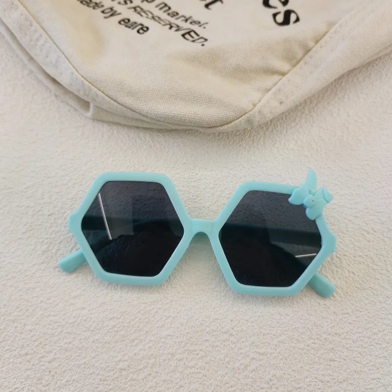 Cute Sweet Solid Color Resin Polygon Full Frame Kids Sunglasses