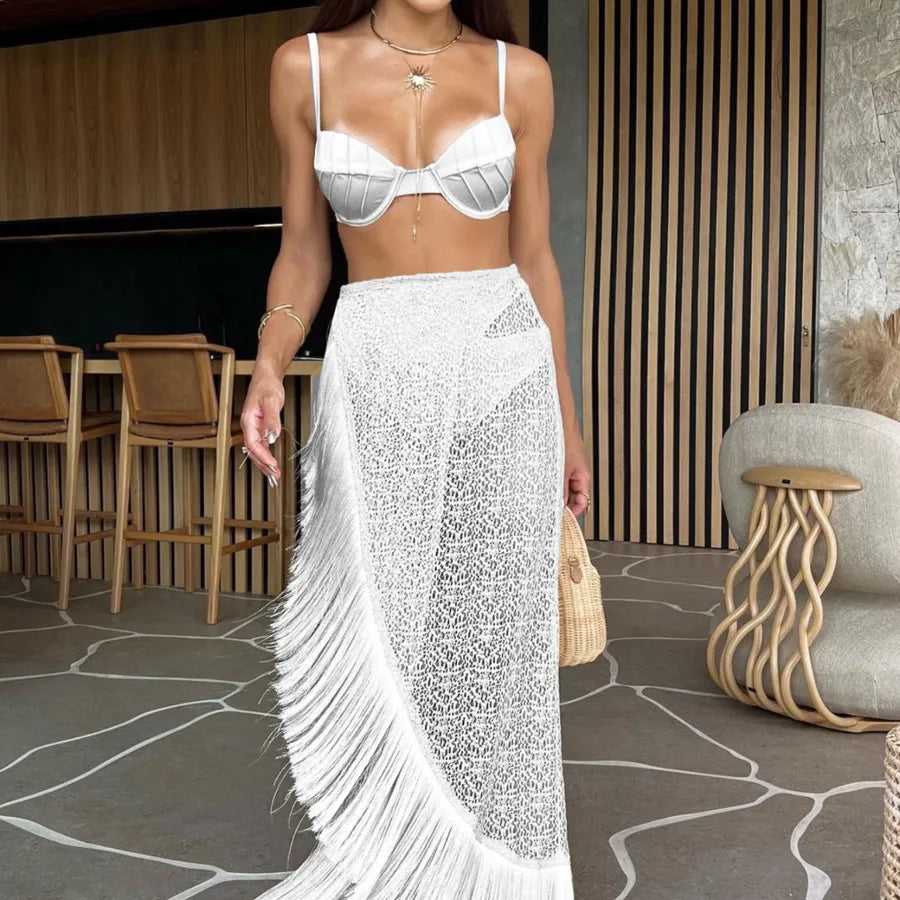 Women's Sexy Solid Color 3 Pieces Set Bikinis Swimwear
