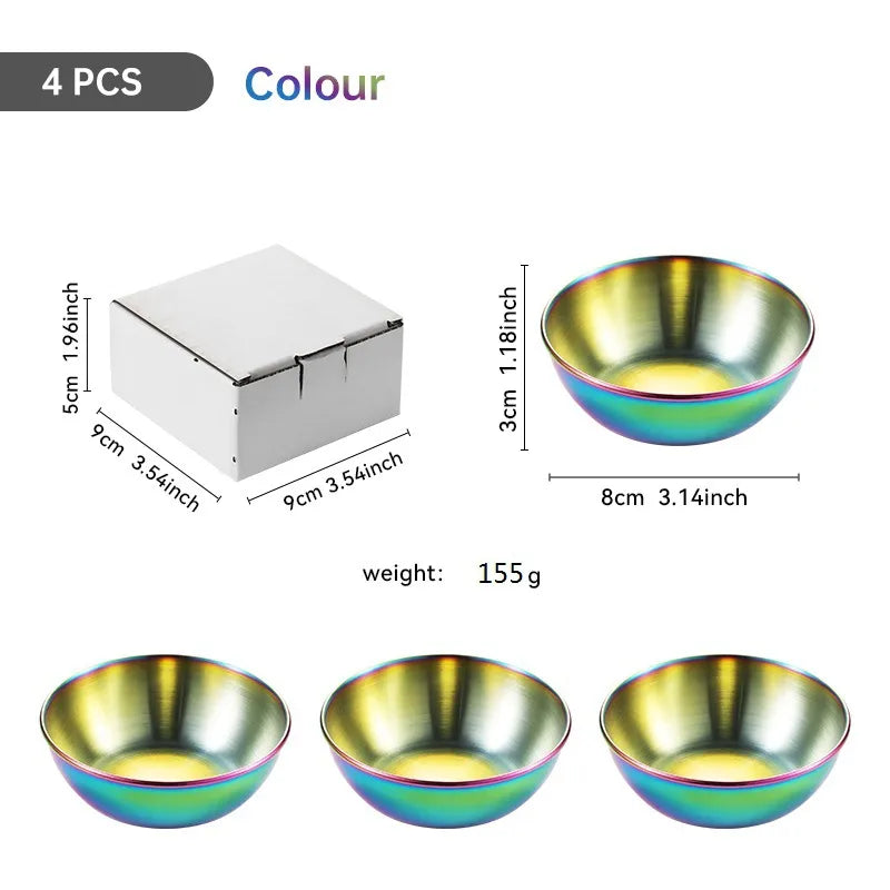 Large Stainless Steel Plate Golden Sauce Seasoning Plate 8-piece Set Household Restaurant Soy Sauce Plate 4-piece Set Dipping Sauce Plate