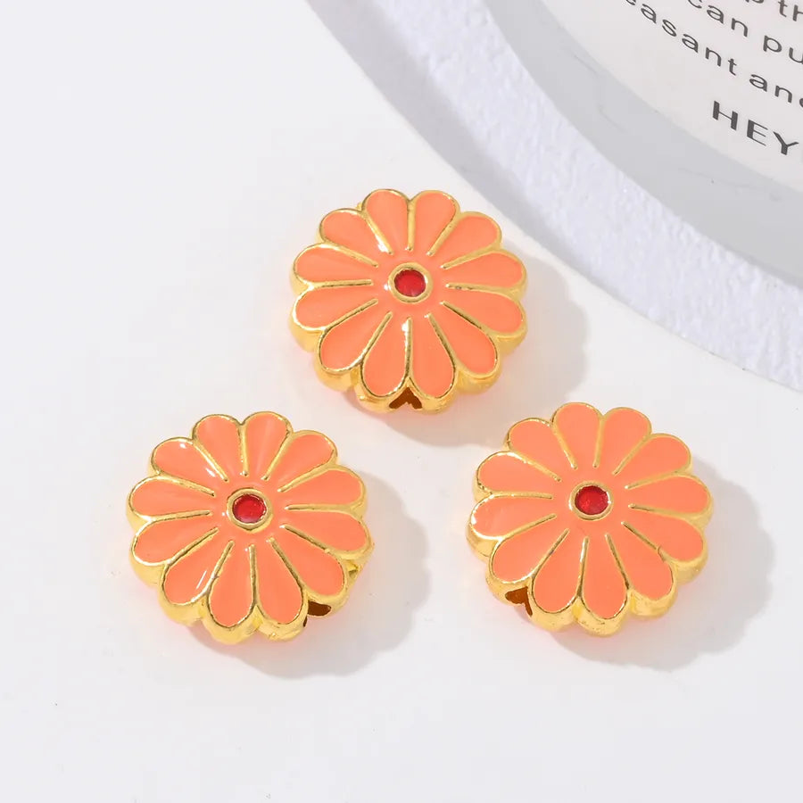 3 Pieces 11*11mm Hole Under 1mm Alloy Flower Beads
