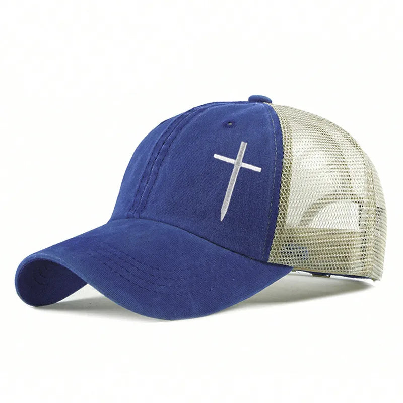 Unisex Casual Retro Cross Color Block Curved Eaves Baseball Cap