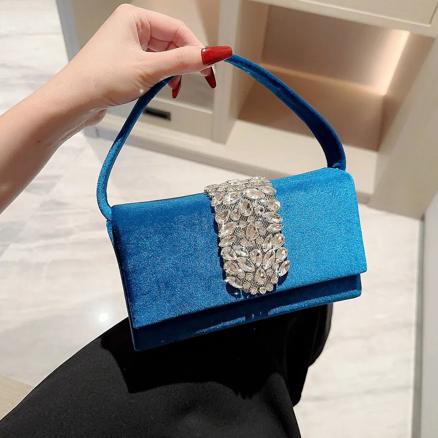women's suede color block elegant classic style square buckle handbag evening bag
