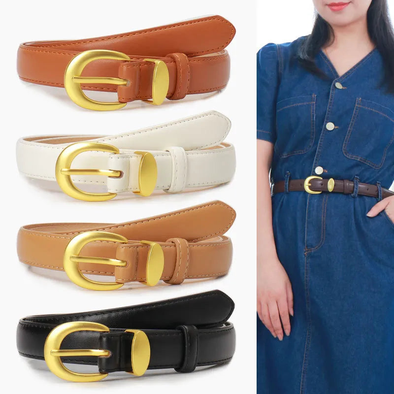 Basic Simple Style Solid Color Imitation Leather Alloy Women's Leather Belts