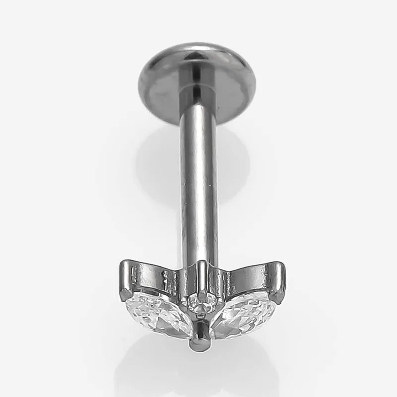 1 Piece Lip Rings Simple Style Commute Crown Butterfly Titanium Steel Inlay Zircon 18K Gold Plated Ear Cartilage Rings & Studs