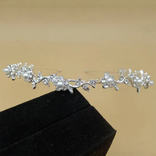 simple style flower imitation pearl alloy rhinestone hair band 1 piece