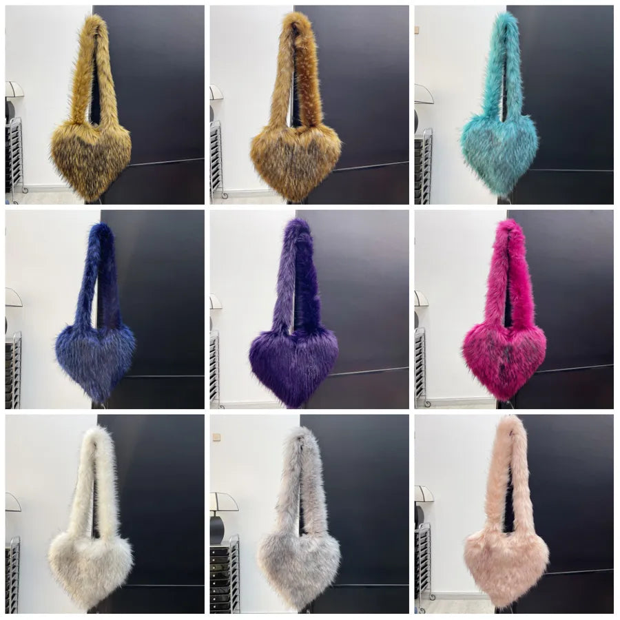 women's large winter plush polyester streetwear shoulder bag
