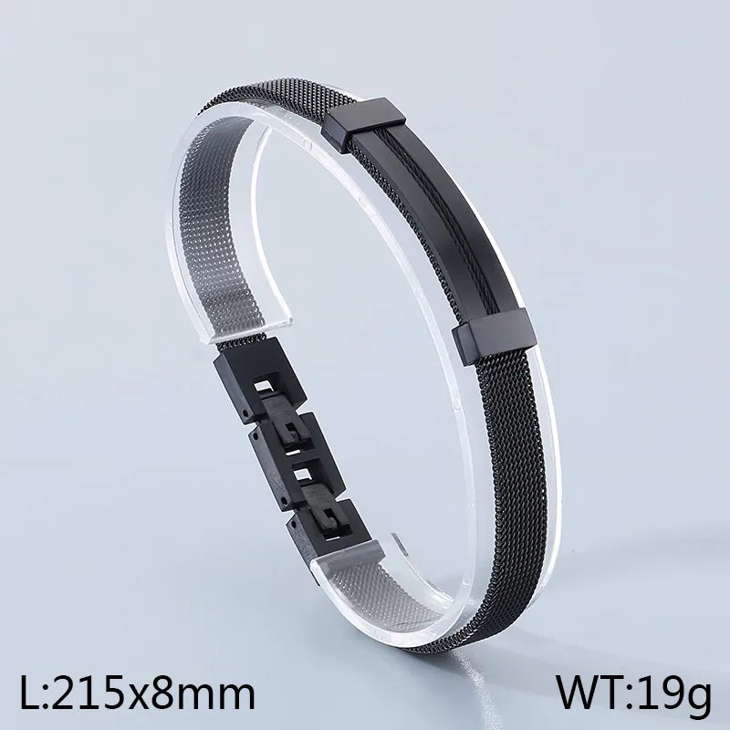 Japanese and Korean  Personalized Stainless Steel Metal Woven Mesh Chain Curved Bracelet