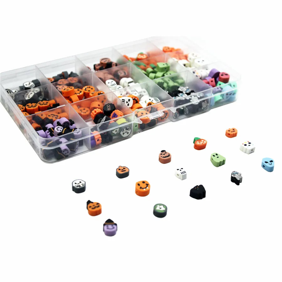 Halloween Style Colorful Punch Soft Clay Slices Witch Pumpkin Ghost Handmade Diy Soft Clay Kit Pumpkin Skull Design Features