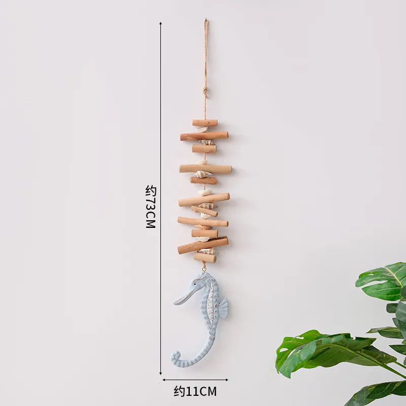Cute Marine Style Hippocampus Fish Wood pendant Wall Art