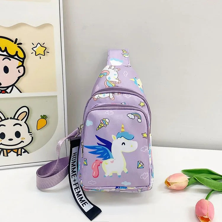Kid'S Nylon Cartoon  Cute Oval Zipper Fanny Pack