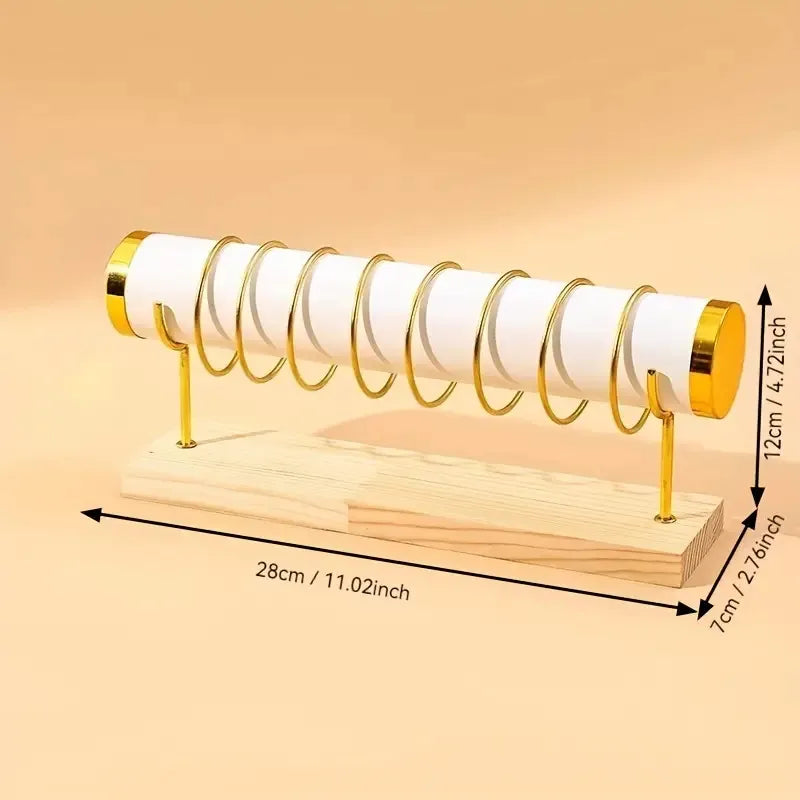High-End Gold Jewelry Display Stand Bracelet Watch Storage Rack Elegant New Design Solid Wood Accessory Showcasing Holder